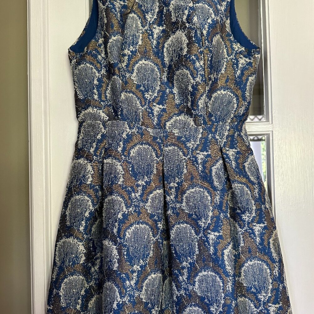 Blue, White, Gold Sleeveless Dress